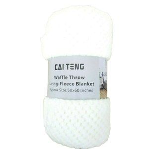 Cai Teng Waffle Throw Blanket Living Fleece 50 x 60 Inches White NEW